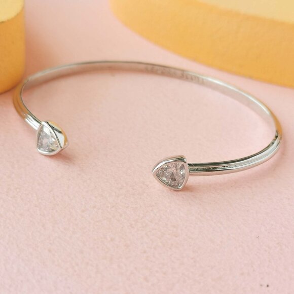 Kendra Scott - Arden White Crystal Silver Cuff Bracelet - NEW - Picture 1 of 3